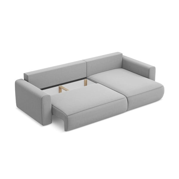 Colțar gri deschis extensibil/cu spațiu de depozitare cu tapițerie din catifea (cu colț pe partea dreaptă/cu șezlong) Kapua – Makamii-image-3