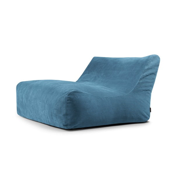 Fotoliu bean bag albastru cu tapițerie din catifea reiată Sofa Lounge – SLOWDOWN