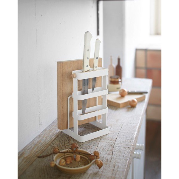 Suport pentru cuțite și tocătoare YAMAZAKI Tosca, alb-image-3
