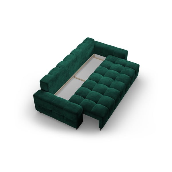 Canapea verde extensibilă, cu spațiu de depozitare cu tapițerie din catifea 250 cm Wicklow – Cosmopolitan Design-image-3