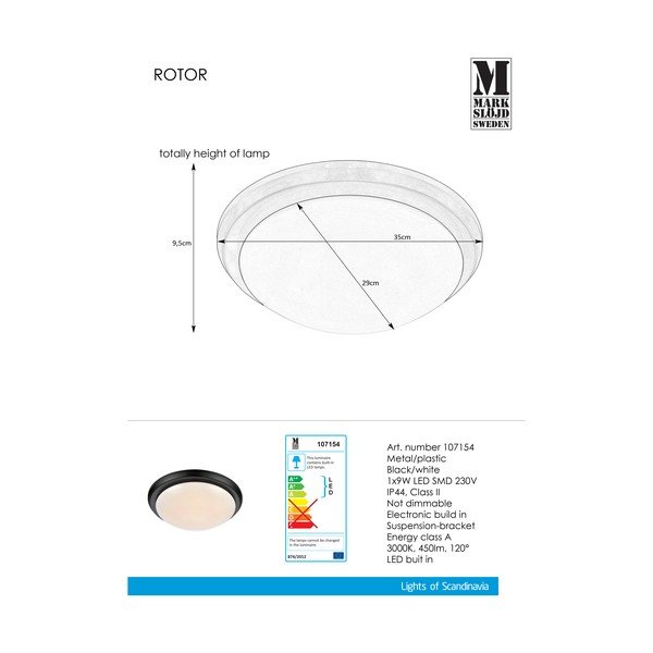 Plafonieră Markslöjd Rotor, 35 cm, negru-image-1