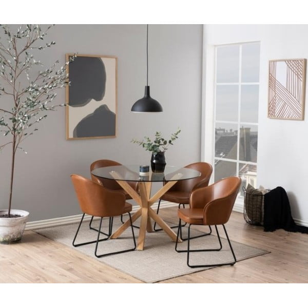 Masă dining cu blat din sticlă Actona Heaven, ⌀ 119 cm-image-1