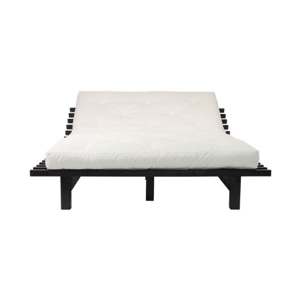 Pat dublu din lemn de pin cu saltea Karup Design Blues Double Latex Black/Natural, 160 x 200 cm-image-3