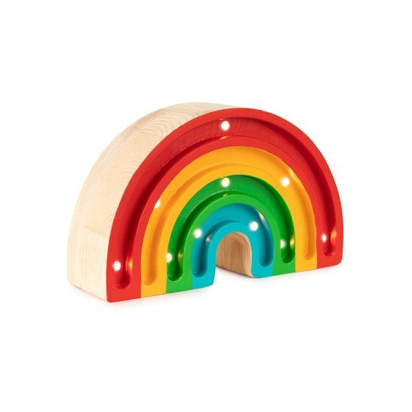 Veioză colorată din lemn de pin Little Lights Rainbow, lățime 20 cm-image-1