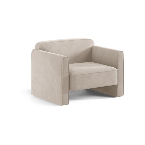 Fotoliu bej cu tapițerie din catifea Abby – Micadoni 