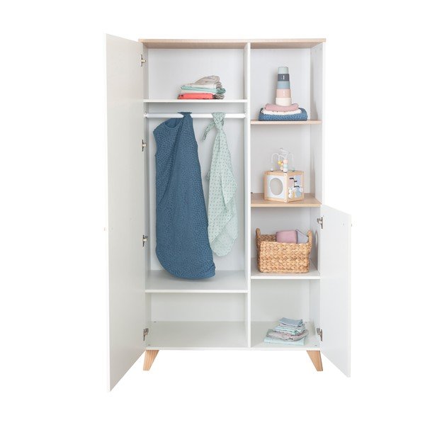 Șifonier de copii alb cu aspect de lemn de stejar 52x180x180 cm Léon – Roba-image-3