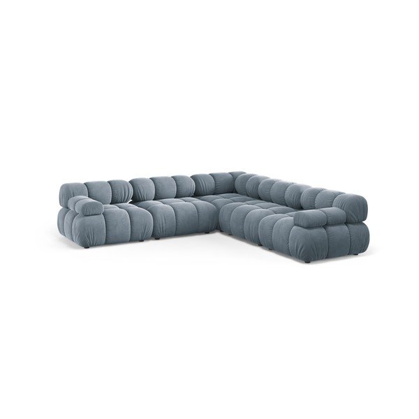 Colțar modular gri cu tapițerie din catifea – Micadoni 