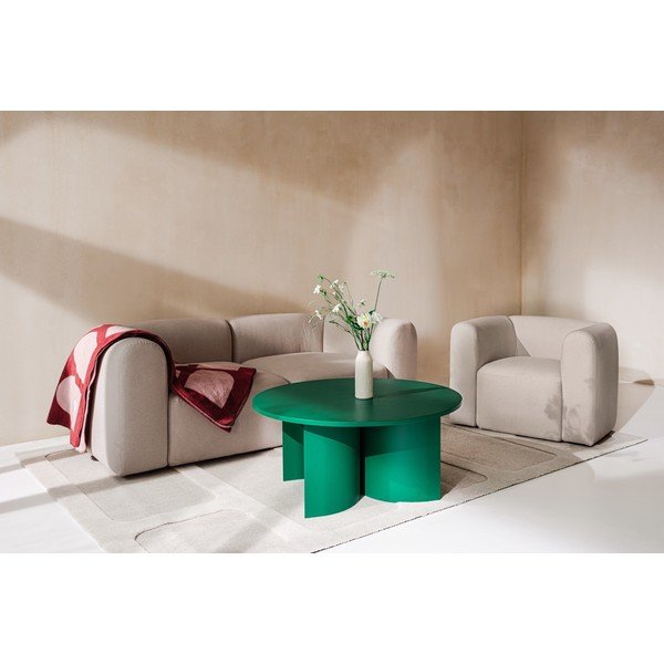 Măsuță de cafea verde rotundă cu blat cu aspect de lemn de  frasin  ø 95 cm Gavo – noo.ma-image-2