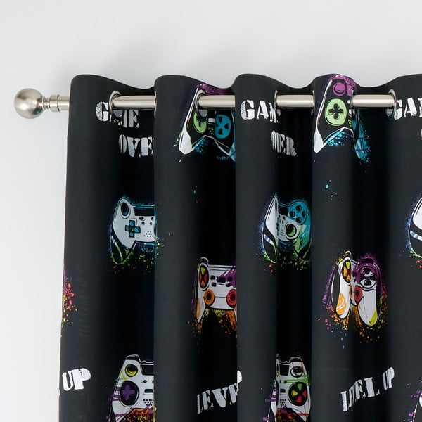 Draperii pentru copii negre/albastre 2 buc. 168x183 cm Game Over – Catherine Lansfield-image-2