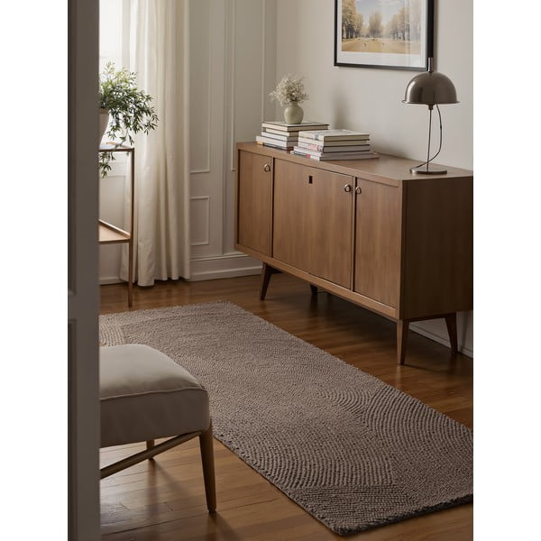 Covor tip traversă taupe țesut manual din lână 80x200 cm Eleni Taupe – Hanse Home-image-1