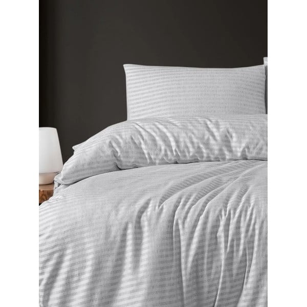 Lenjerie de pat gri deschis pentru pat dublu/canapea extinsă cu cearceaf inclus/cu 4 piese 200x220 cm – Mila Home-image-2