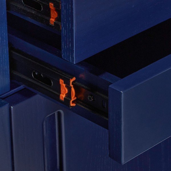 Bibliotecă albastru-închis/gri din lemn masiv de frasin 45x177 cm Study – Hübsch-image-3