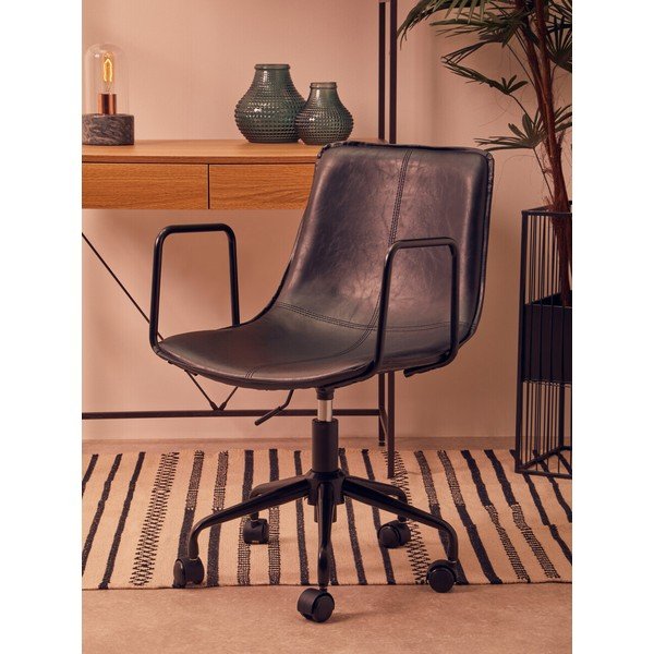 Scaun de birou negru din imitație de piele Branson – Premier Housewares-image-3