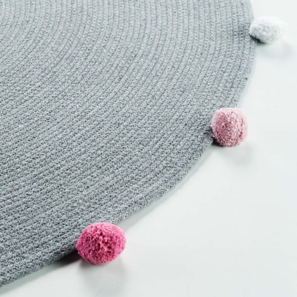 Covor gri deschis rotund ø 90 cm Pompomparty – douceur d'intérieur-image-3