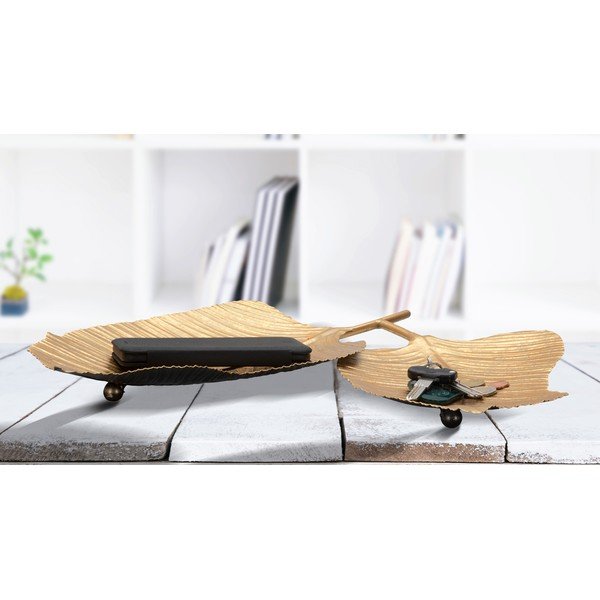 Tavă decorativă din metal Double Leaf - Mauro Ferretti-image-1