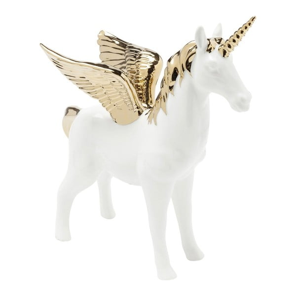 Decorațiune cu detalii aurii Kare Design Figurine Unicorn, alb