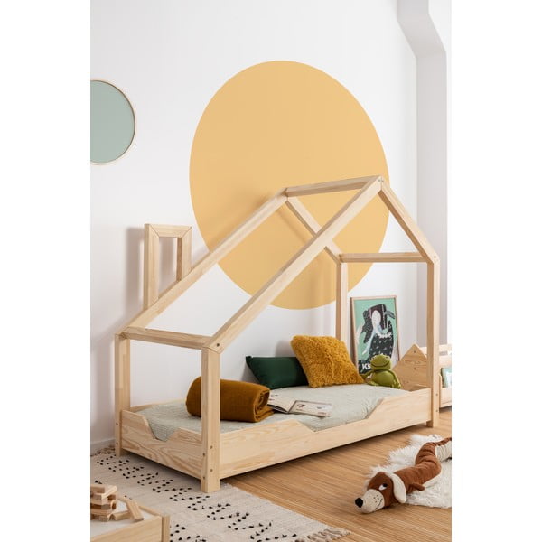 Pat din lemn de pin în formă de căsuță Adeko Luna Bek, 80 x 160 cm-image-1
