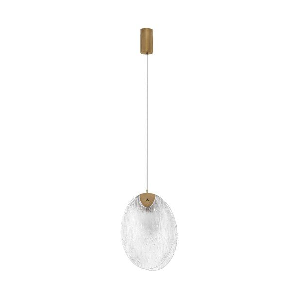 Lustră alămie LED din oțel cu abajur din sticlă Shelina – Nova Luce