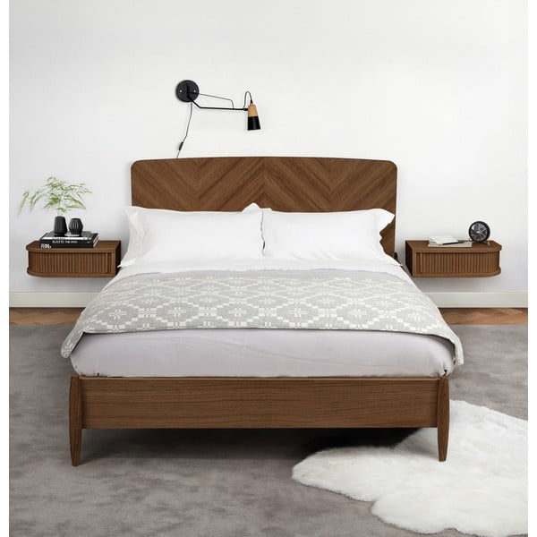 Noptieră maro cu aspect de lemn de nuc Farsta – Woodman-image-1