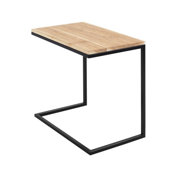 Măsuță cu picioare metalice negre și blat din lemn de stejar CustomForm Lupe