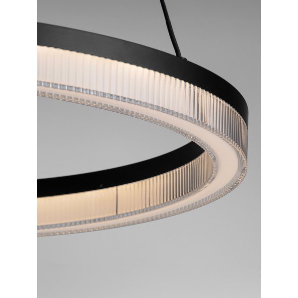 Lustră negru-mat LED cu intensitate reglabilă din aluminiu cu abajur din sticlă acrilică ø 60 cm Lonela – Nova Luce-image-1