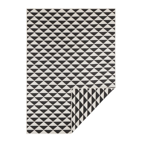 Covor reversibil adecvat interior/exterior Bougari Tahiti, 200 x 290 cm, negru-crem