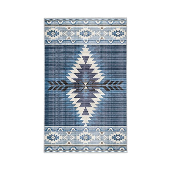 Covor albastru lavabil 80x150 cm Ethnic Geo – Mila Home