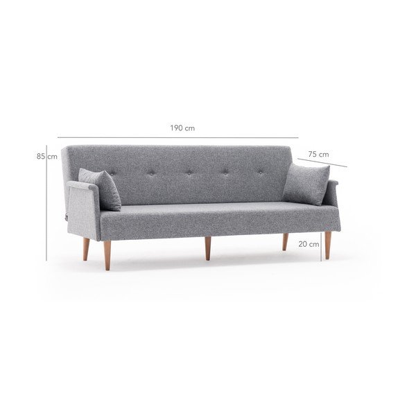 Canapea extensibilă Balcab Home Julia, gri-image-2