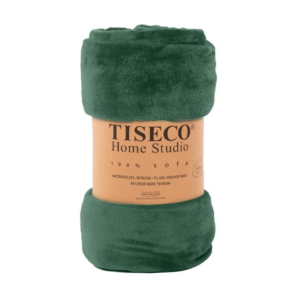 Cuvertură verde-închis din micropluș pentru pat de o persoană 150x200 cm Cosy - Tiseco Home Studio