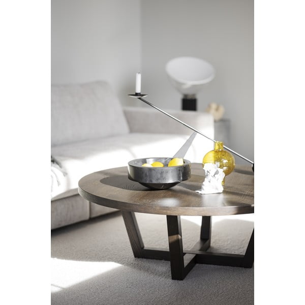 Măsuță de cafea maro închis rotundă cu aspect de lemn de stejar ø 110 cm Boxford – Rowico-image-1