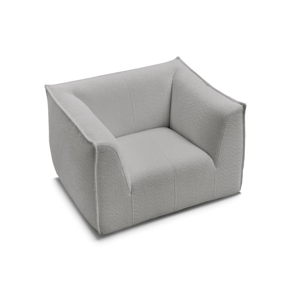 Fotoliu gri deschis cu tapițerie din țesătură bouclé Giorgia – Bobochic Paris-image-4