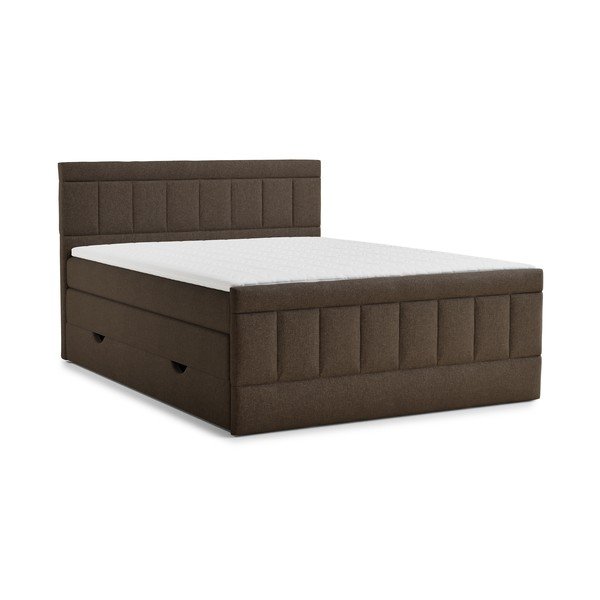 Pat boxspring maro cu spațiu de depozitare 180x200 cm Caya – Maison de Rêve