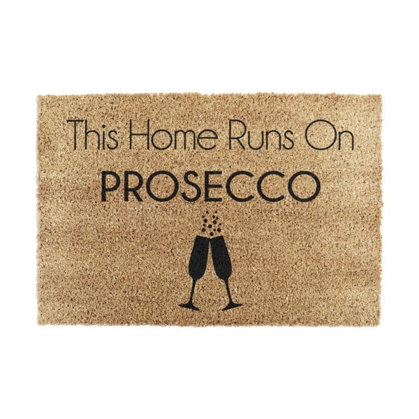 Covoraș de intrare din fibre de nucă de cocos 40x60 cm This Home Runs On Prosecco – Artsy Doormats