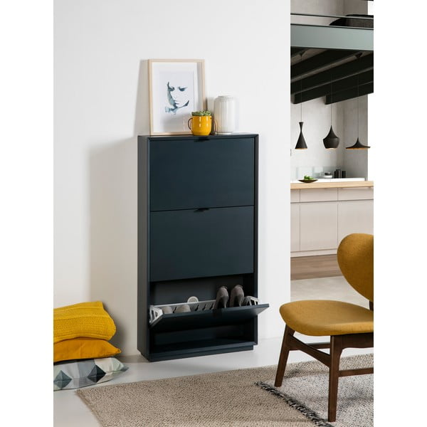 Suport de pantofi cu 3 sertare Marckeric Luka, albastru petrol-image-4