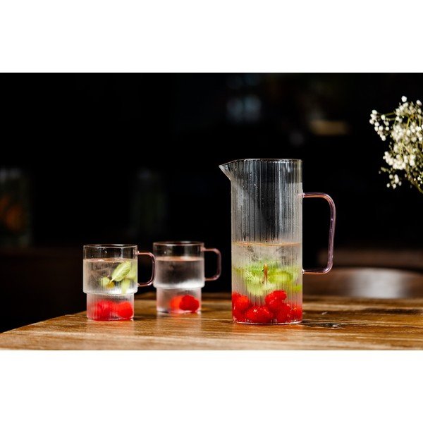 Căni roz 2 buc. pentru cappuccino din sticlă 350 ml Livio – Vialli Design-image-2