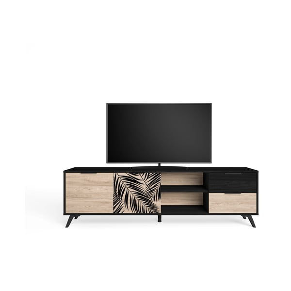 Comodă TV neagră cu aspect de stejar 181x53 cm Palmera - Marckeric-image-4