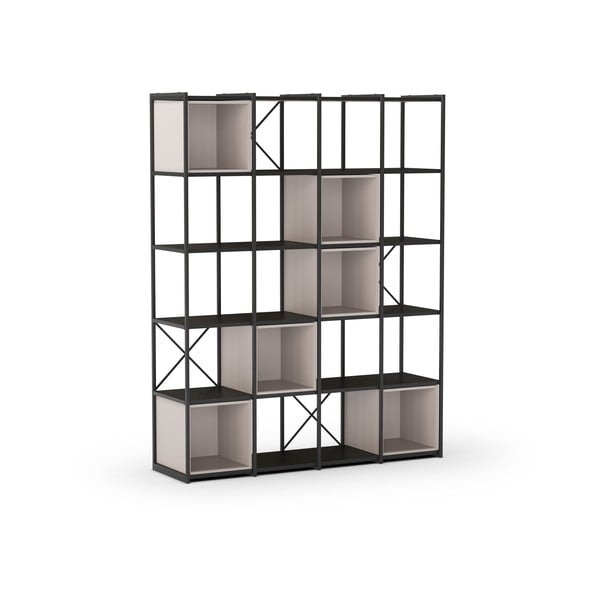 Bibliotecă neagră/crem 140x179 cm Anya – Marckeric-image-3