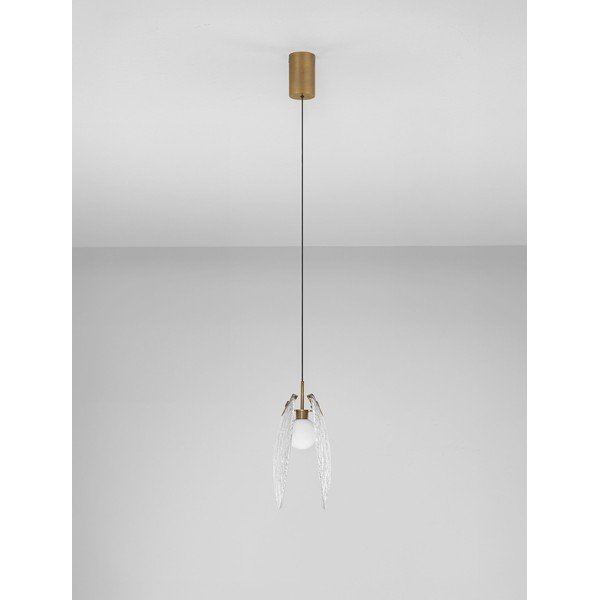Lustră alămie LED din oțel cu abajur din sticlă Shelina – Nova Luce-image-4