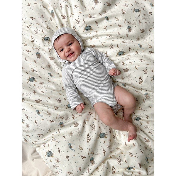 Lenjerie de pat pentru copii, galben-deschis din bumbac organic pentru pătuț 70x100 cm Sea Garden – Cam Cam Copenhagen-image-1