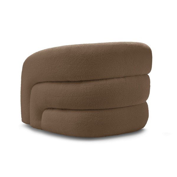 Fotoliu maro pivotant cu tapițerie din țesătură bouclé Elina – Bobochic Paris-image-4