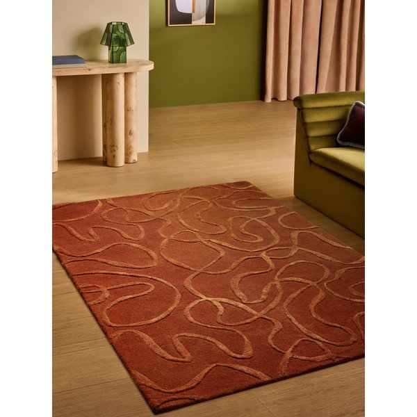 Covor cărămiziu țesut manual din amestesc de lână 200x290 cm Varri – MADE-image-1