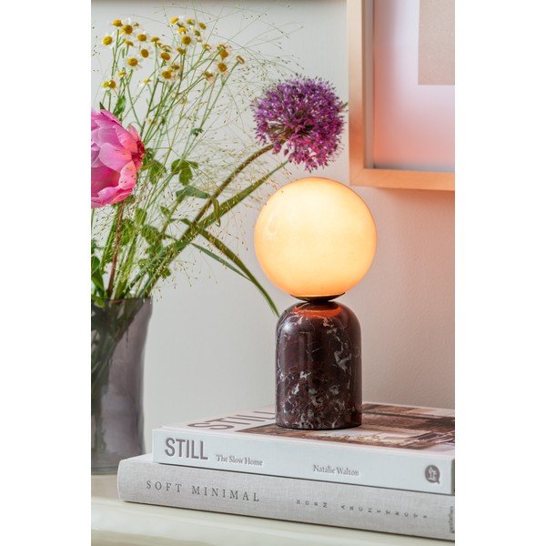 Veioză burgundy din marmură (înălțime 20 cm) Lazio Sphere – Leitmotiv-image-1