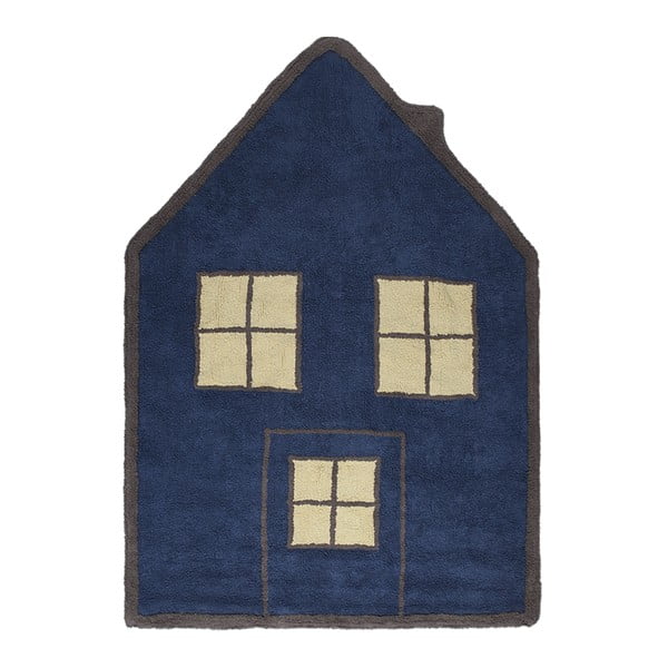 Covor din bumbac lucrat manual Lorena Canals Little House, 120 x 160 cm, albastru 