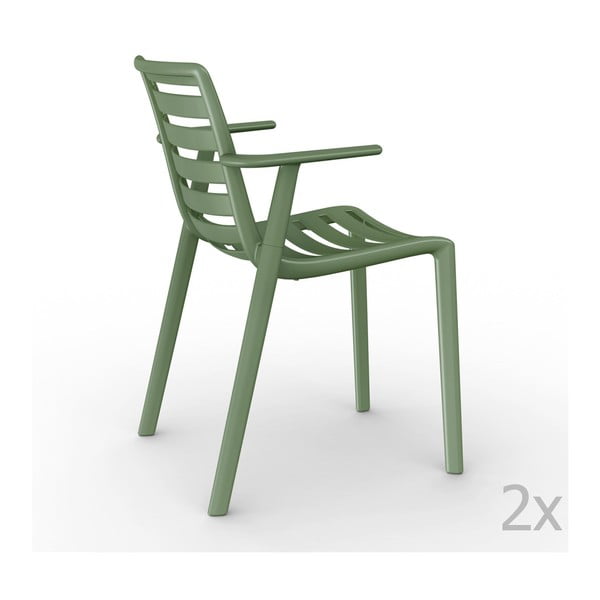 Set 2 scaune grădină, cu cotiere, Resol Slatkat, verde