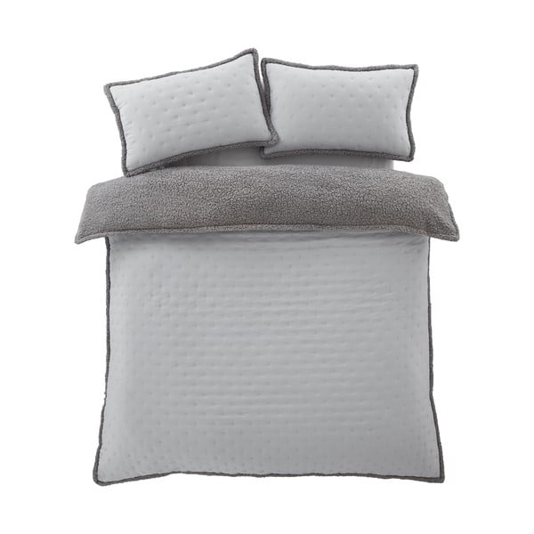 Lenjerie de pat gri din sherpa pentru pat dublu 200x200 cm Cosy Nori – Catherine Lansfield