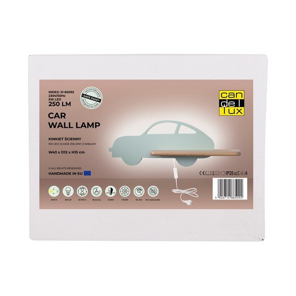 Corp de iluminat pentru copii verde mentă Car – Candellux Lighting-image-3