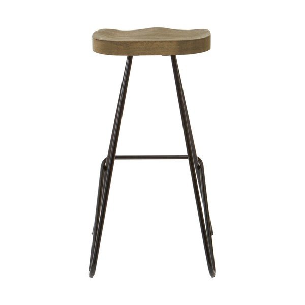 Scaun de bar negru/în culoare naturală din lemn de ulm (înălțime șezut 78 cm) District – Premier Housewares-image-2