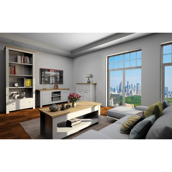 Comodă joasă gri, cu aspect de lemn de stejar 79x81 cm Emerald – Støraa-image-1