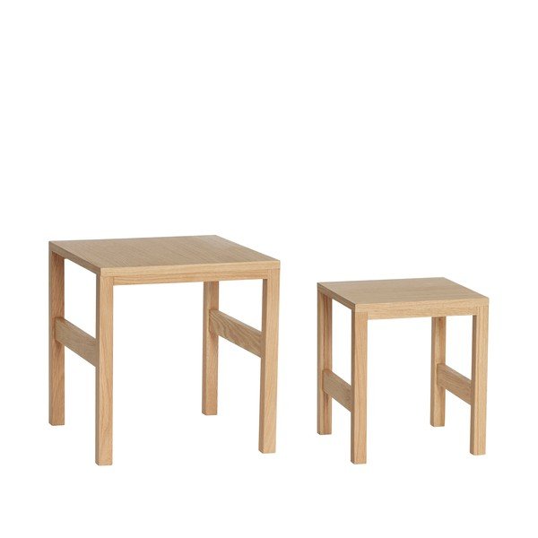 Măsuțe auxiliare 2 buc. cu aspect de lemn de stejar 40x40 cm Puzzle – Hübsch-image-3