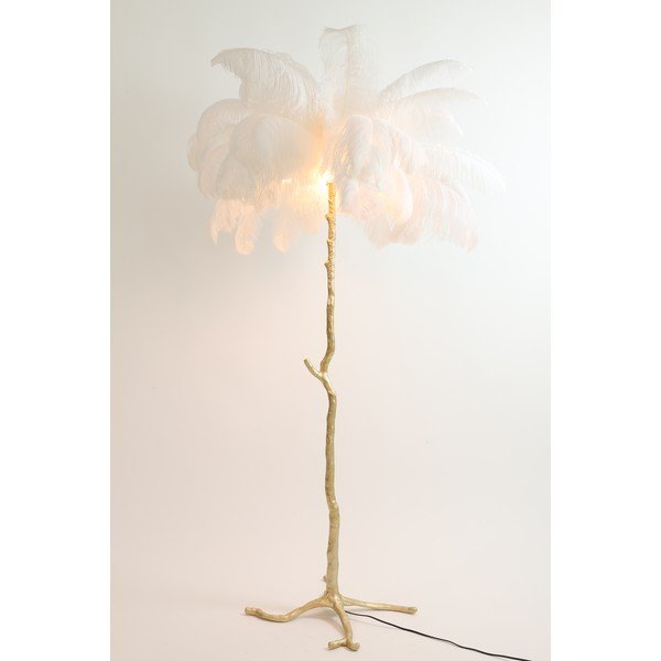 Lampadar alb/auriu cu abajur din pene (înălțime 180 cm) Feather – Light & Living-image-1